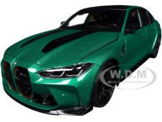BMW M3 CS LCI Green Metallic with Matt Black Top and Hood Stripes 1/18 Diecast Model Car by Heimanba
