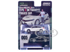 2025 Honda Civic Type R (FL5) RHD (Right Hand Drive) "DK Tsuchiya" White with Collectible Card "JDM64" Series 1/64 Diecast Model Car by Hobby Japan