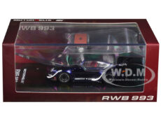 RWB 993 "Army Girl" Blue Metallic with White Accents and Display Engine 1/64 Diecast Model Car by MotorHelix