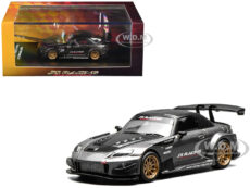 Honda S2000 RHD (Right Hand Drive) "J's Racing" Moon Rock Gray Metallic with Carbon Hood and Top 1/64 Diecast Model Car by MotorHelix