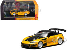 Honda S2000 RHD (Right Hand Drive) "J's Racing" New Indy Yellow Pearl with Carbon Hood and Top 1/64 Diecast Model Car by MotorHelix