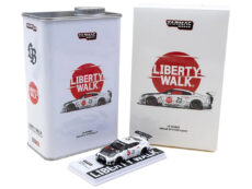 Nissan GT-R R35 LB-Works Type 2 RHD (Right Hand Drive) #23 "Liberty Walk" White with Carbon Hood and Metal Oil Can Packaging "Hobby64" Series 1/64 Die