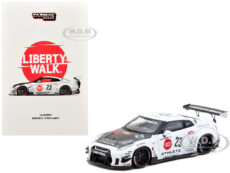 Nissan GT-R R35 LB-Works Type 2 RHD (Right Hand Drive) #23 "Liberty Walk" White with Carbon Hood and Metal Oil Can Packaging "Hobby64" Series 1/64 Die