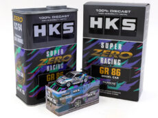 Toyota GR86 RHD (Right Hand Drive) "HKS" Gray Metallic with Graphics and Metal Oil Can Packaging "Global64" Series 1/64 Diecast Model Car by Tarmac Wo